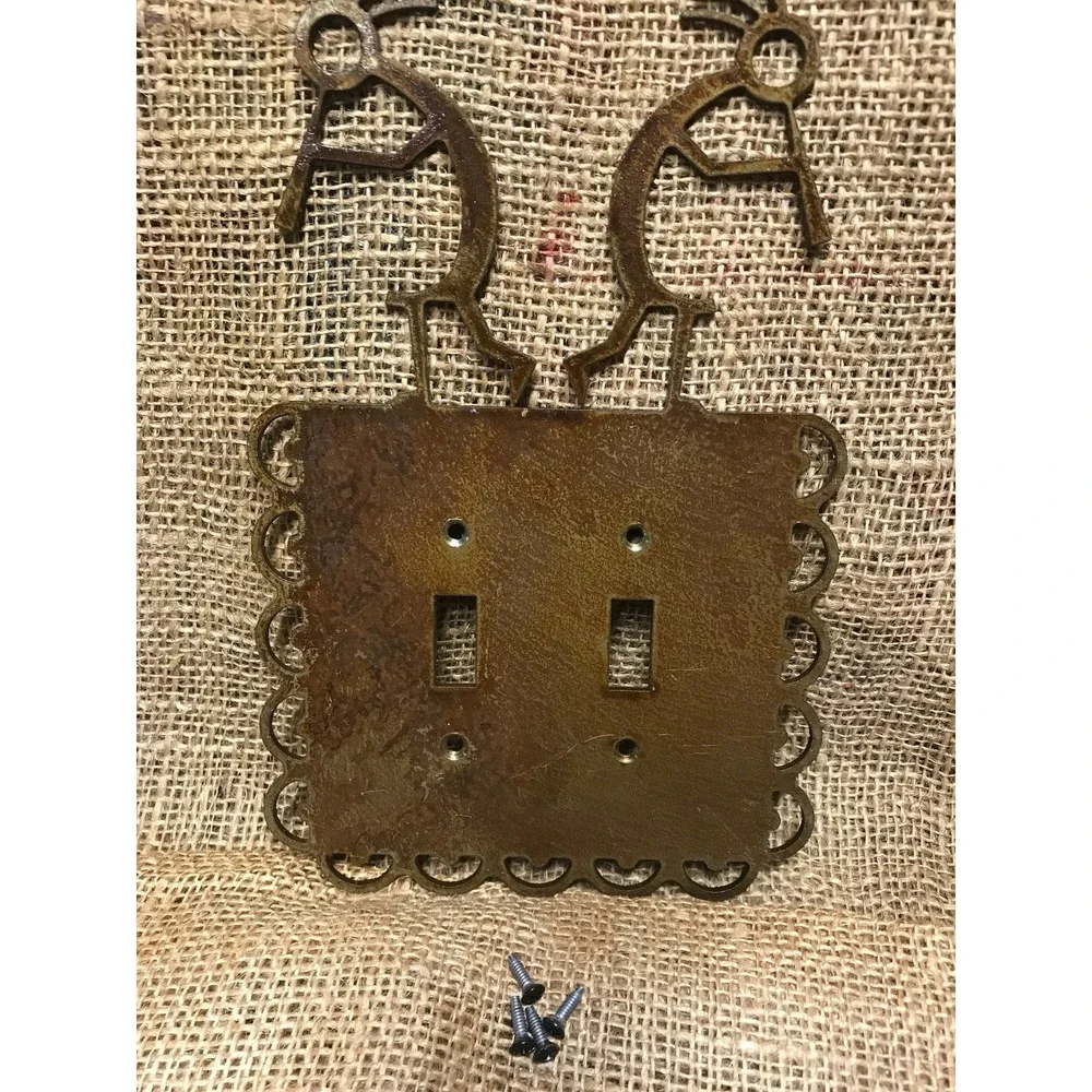 Kokopelli Dual Light Switch Plate: Laser Cut Patina‎ Cover
